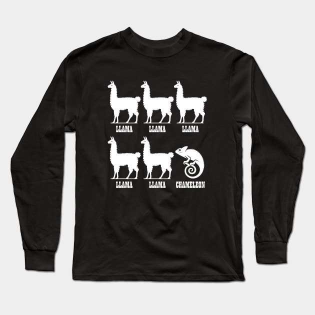 Llama Llama Llama Llama Llama Chameleon (White) Long Sleeve T-Shirt by inotyler